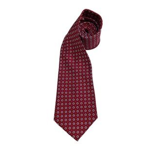 Lauren Ralph Lauren Red with Daisey Floral Print Made In the USA 100% Silk Tie